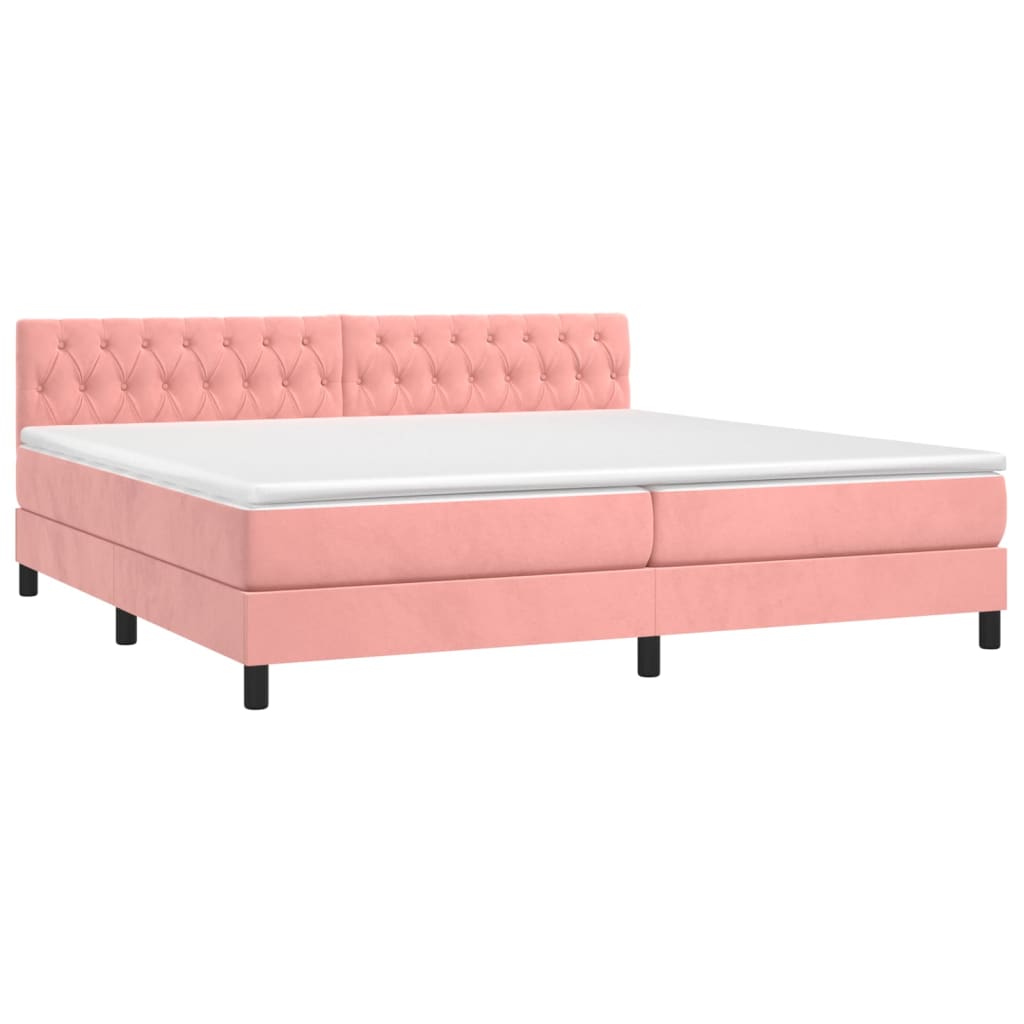 Letto a Molle con Materasso e LED Rosa 200x200 cm in Velluto cod mxl 63481