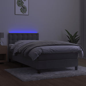 Letto a Molle Materasso e LED Grigio Chiaro 80x200 cm Velluto 3134609