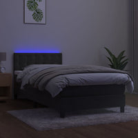 Letto a Molle con Materasso e LED Grigio Scuro 80x200cm Velluto cod mxl 57588