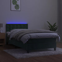 Letto a Molle con Materasso e LED Verde Scuro 80x200cm Velluto cod mxl 61266