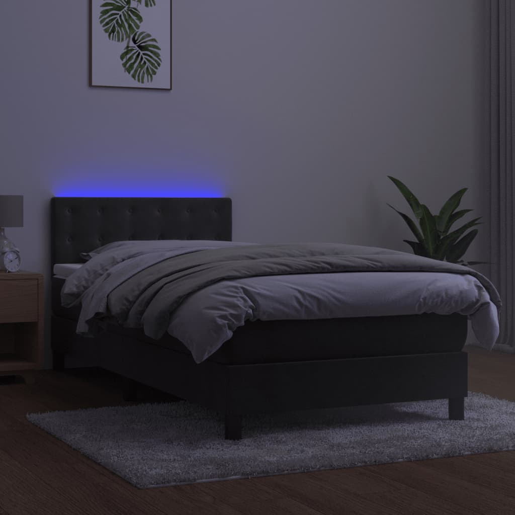 Letto a Molle con Materasso e LED Grigio Scuro 90x190cm Velluto 3134616