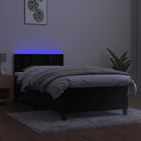 Letto a Molle con Materasso e LED Nero 90x190 cm in Velluto 3134617