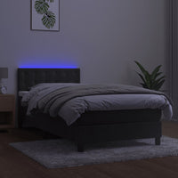 Letto a Molle con Materasso e LED Grigio Scuro 100x200 cm 3134628