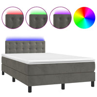 Letto a Molle con Materasso e LED Grigio Scuro 120x200 cm 3134634