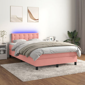 Letto a Molle con Materasso e LED Rosa 120x200 cm in Velluto 3134638