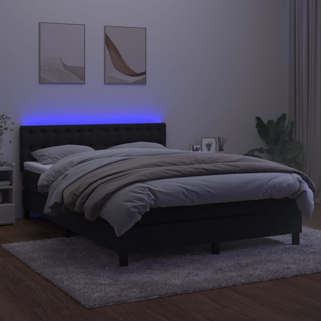 Letto a Molle con Materasso e LED Nero 140x190 cm in Velluto cod mxl 60541