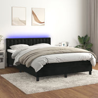 Letto a Molle con Materasso e LED Nero 140x190 cm in Velluto cod mxl 60541