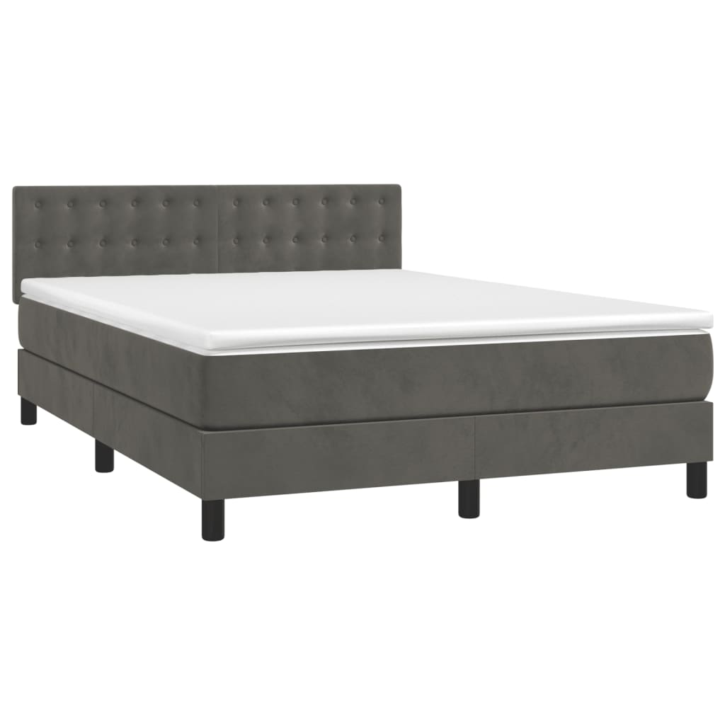 Letto a Molle con Materasso e LED Grigio Scuro 140x200 cmcod mxl 123161