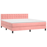 Letto a Molle con Materasso e LED Rosa 160x200 cm in Vellutocod mxl 74950