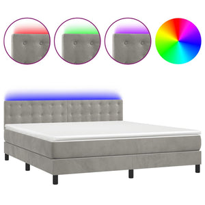 Letto a Molle Materasso e LED Grigio Chiaro 180x200 cm Vellutocod mxl 116264