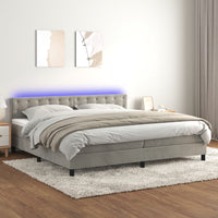 Letto a Molle Materasso e LED Grigio Chiaro 200x200 cm Velluto 3134663