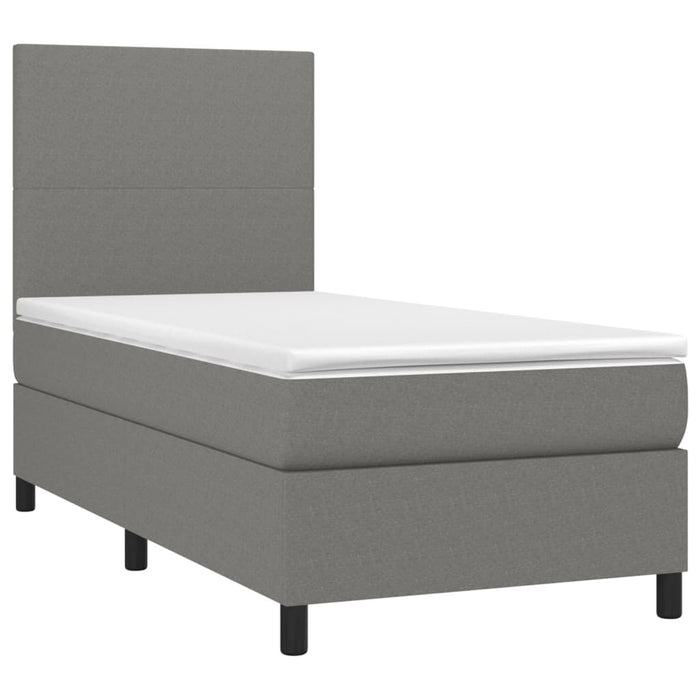 Letto a Molle Materasso e LED Grigio Scuro 80x200 cm in Tessuto 3134670