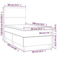 Letto a Molle Materasso e LED Grigio Scuro 80x200 cm in Tessuto 3134670