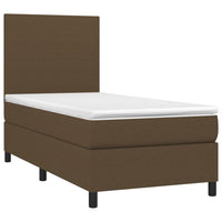 Letto a Molle Materasso e LED Marrone Scuro 80x200cm in Tessuto 3134672