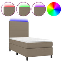 Letto a Molle con Materasso e LED Tortora 80x200 cm in Tessuto cod mxl 62168