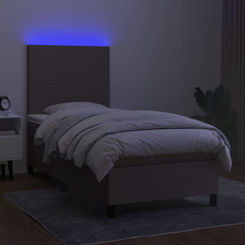 Letto a Molle con Materasso e LED Tortora 80x200 cm in Tessuto cod mxl 62168