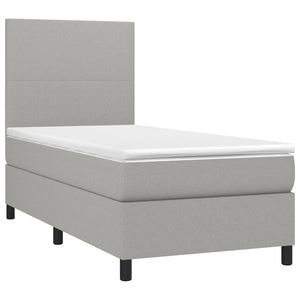 Letto a Molle Materasso e LED Grigio Chiaro 90x200 cm Tessuto 3134685