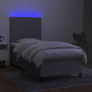 Letto a Molle Materasso e LED Grigio Chiaro 90x200 cm Tessuto 3134685