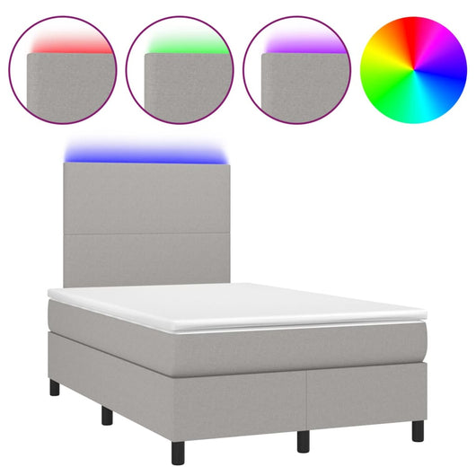 Letto a Molle Materasso e LED Grigio Chiaro 120x200 cm Tessuto cod mxl 64690