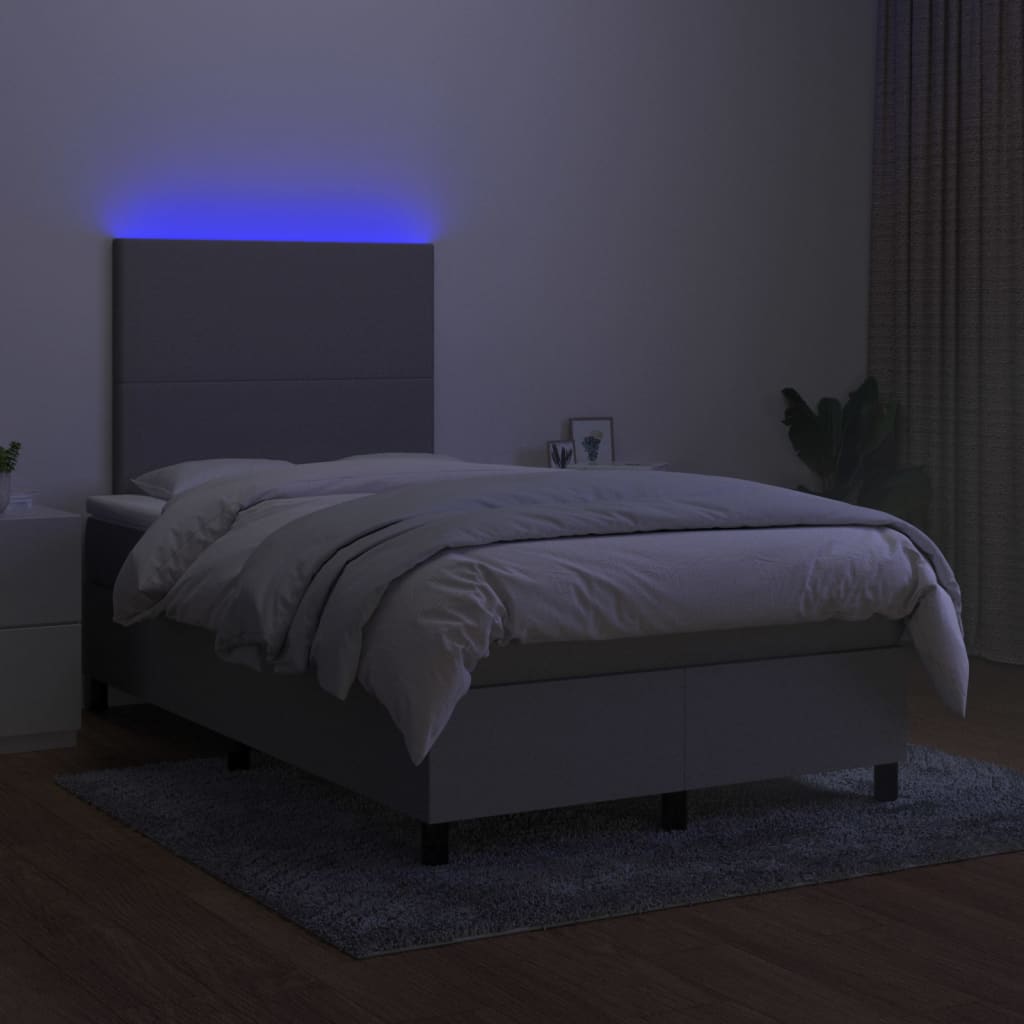 Letto a Molle Materasso e LED Grigio Chiaro 120x200 cm Tessuto cod mxl 64690