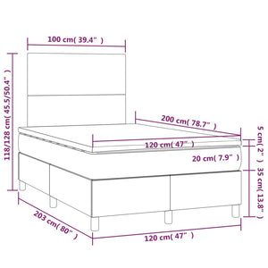 Letto a Molle Materasso e LED Grigio Chiaro 120x200 cm Tessuto cod mxl 64690