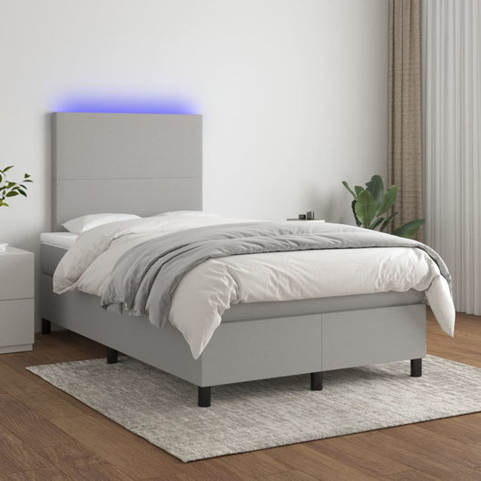 Letto a Molle Materasso e LED Grigio Chiaro 120x200 cm Tessuto cod mxl 64690