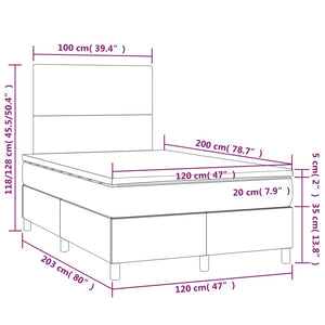 Letto a Molle Materasso e LED Grigio Scuro 120x200cm in Tessuto cod mxl 63013