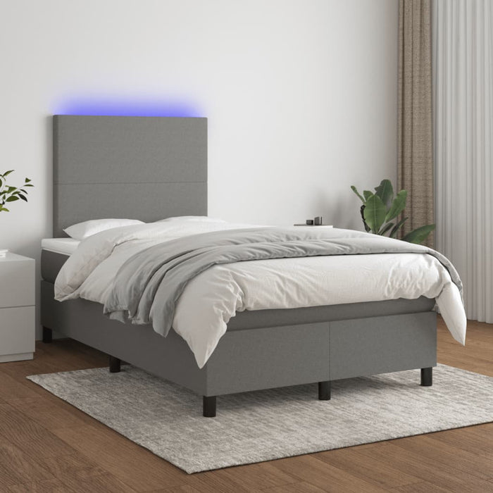 Letto a Molle Materasso e LED Grigio Scuro 120x200cm in Tessuto cod mxl 63013