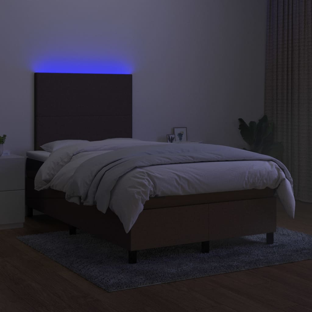 Letto a Molle Materasso e LED Marrone Scuro 120x200 cm Tessuto cod mxl 56596