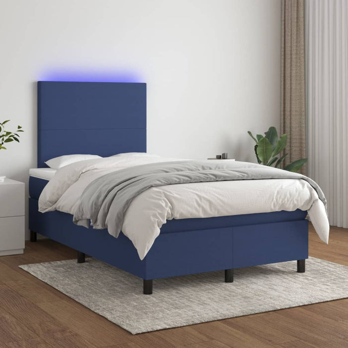 Letto a Molle con Materasso e LED Blu 120x200cm in Tessuto cod mxl 54773