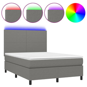 Letto a Molle Materasso e LED Grigio Scuro 140x190cm in Tessutocod mxl 98958