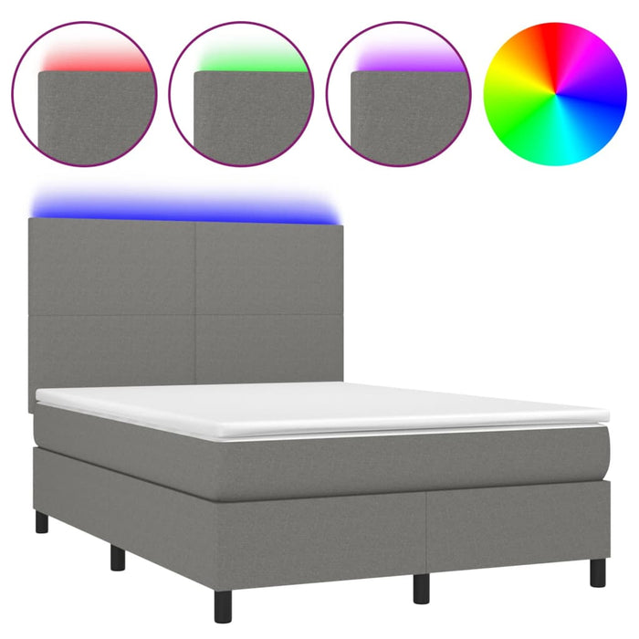 Letto a Molle Materasso e LED Grigio Scuro 140x190cm in Tessutocod mxl 98958