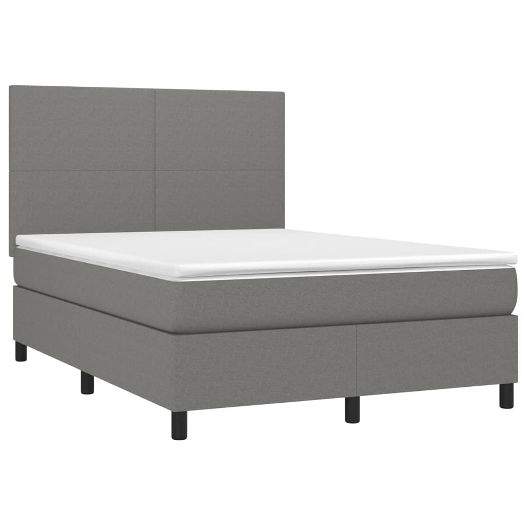 Letto a Molle Materasso e LED Grigio Scuro 140x190cm in Tessutocod mxl 98958