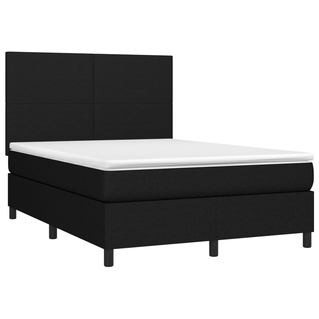 Letto a Molle con Materasso e LED Nero 140x190 cm in Tessutocod mxl 74953