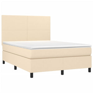 Letto a Molle con Materasso e LED Crema 140x190 cm in Tessuto 3134714