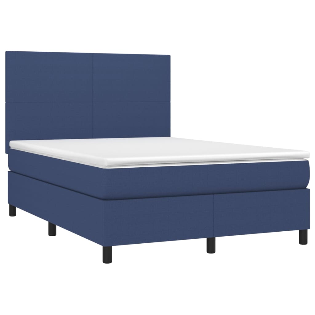 Letto a Molle con Materasso e LED Blu 140x190 cm in Tessuto 3134715