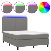 Letto a Molle Materasso e LED Grigio Scuro 140x200cm in Tessuto 3134718