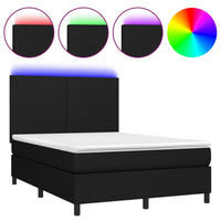 Letto a Molle con Materasso e LED Nero 140x200 cm in Tessuto cod mxl 33600