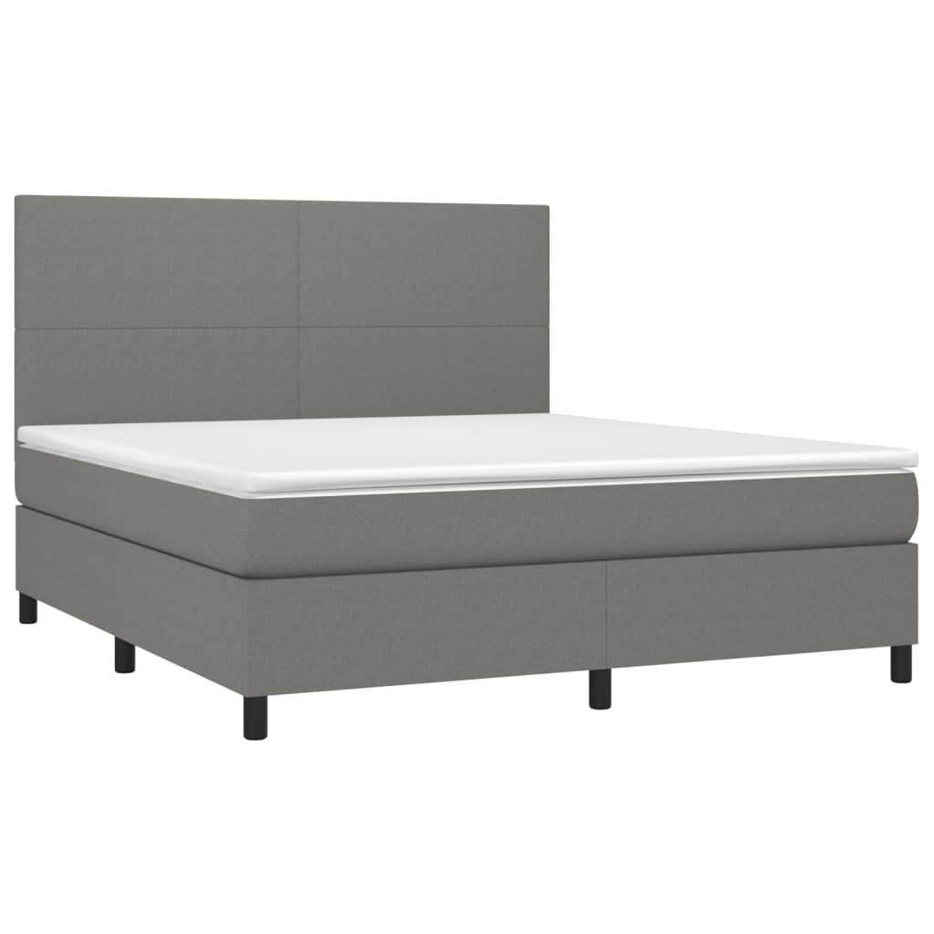 Letto a Molle Materasso e LED Grigio Scuro 160x200cm in Tessuto 3134726