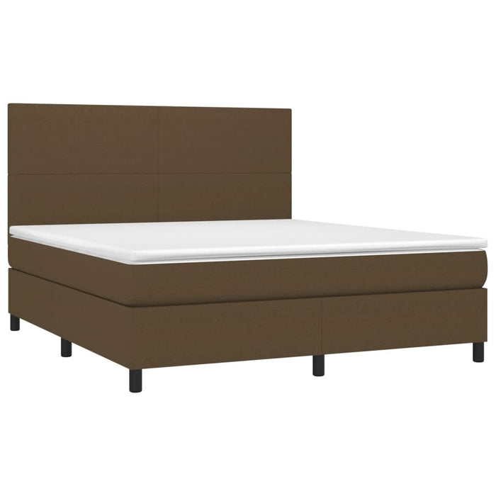 Letto a Molle Materasso e LED Marrone Scuro 160x200 cm Tessuto cod mxl 49268