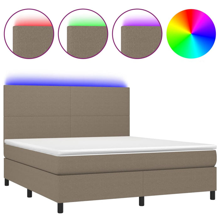 Letto a Molle con Materasso e LED Tortora 160x200 cm in Tessutocod mxl 122884