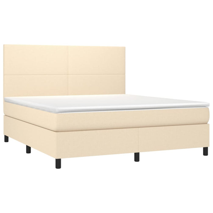 Letto a Molle con Materasso e LED Crema 160x200 cm in Tessuto 3134730