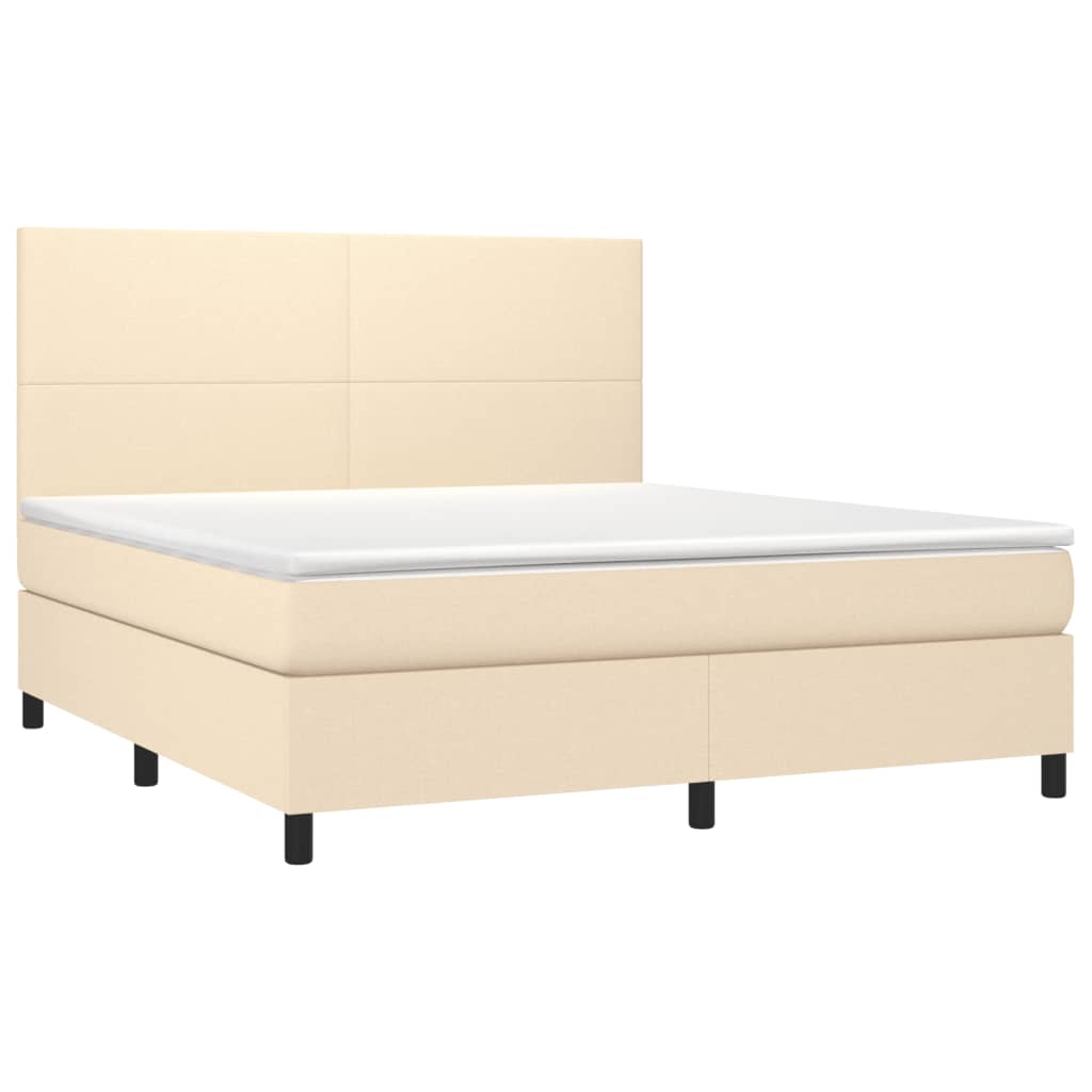 Letto a Molle con Materasso e LED Crema 180x200 cm in Tessuto 3134738