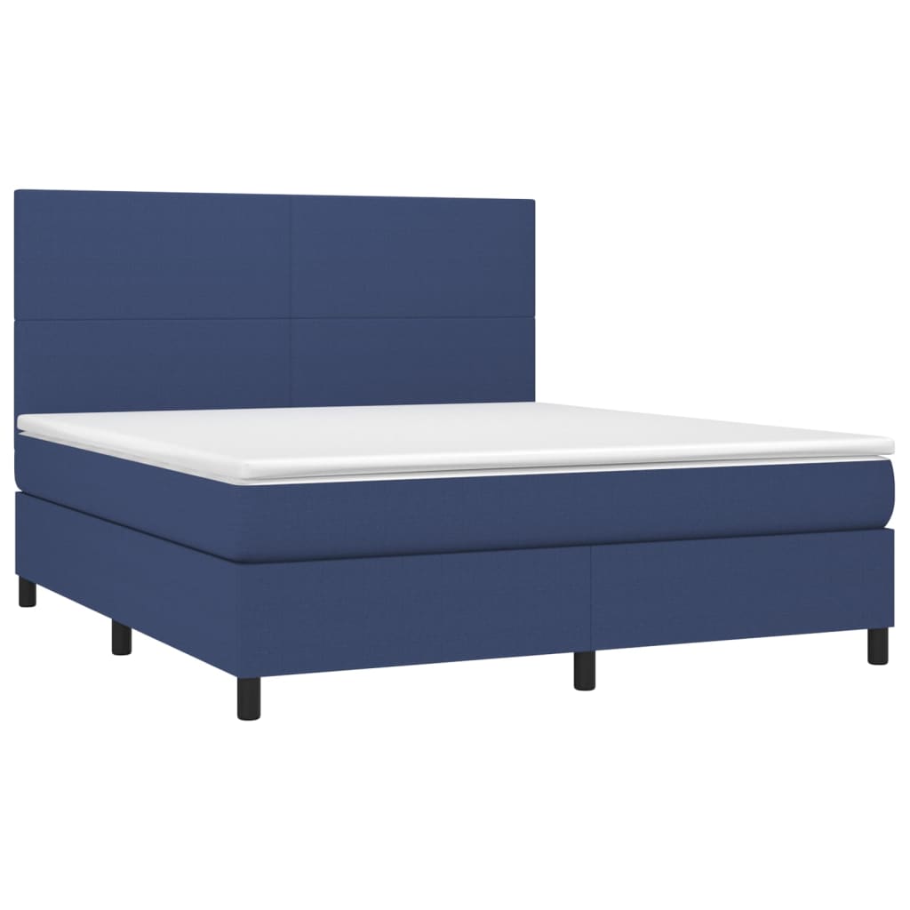 Letto a Molle con Materasso e LED Blu 180x200 cm in Tessuto