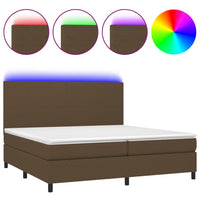 Letto a Molle Materasso e LED Marronescuro 200x200cm in Tessuto 3134744