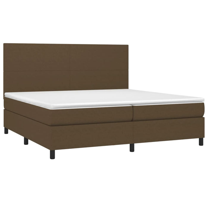 Letto a Molle Materasso e LED Marronescuro 200x200cm in Tessuto 3134744