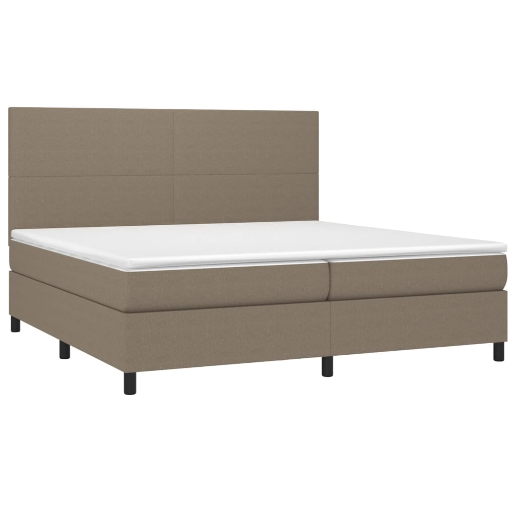 Letto a Molle Materasso e LED tortora 200x200cm in Tessuto 3134745