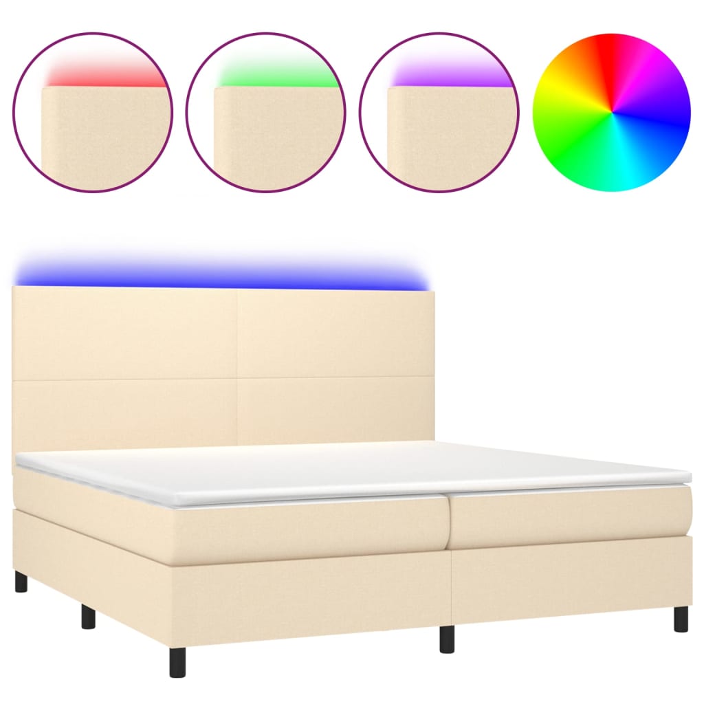 Letto a Molle Materasso e LED bianco 200x200cm in Tessuto 3134746