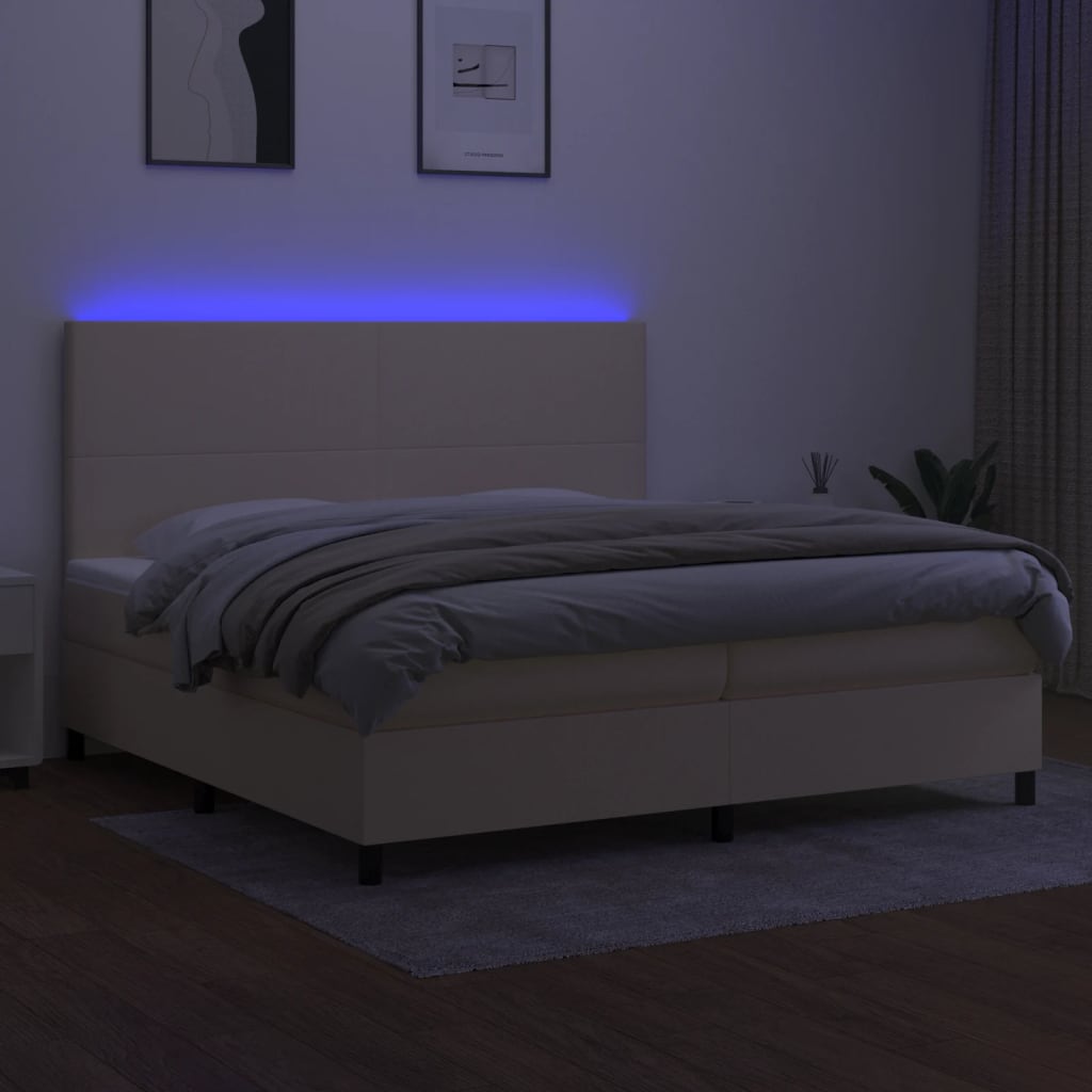 Letto a Molle Materasso e LED bianco 200x200cm in Tessuto 3134746