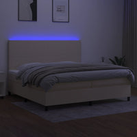 Letto a Molle Materasso e LED bianco 200x200cm in Tessuto 3134746